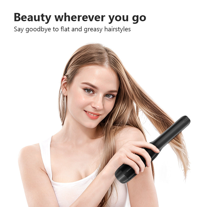 Black Wireless USB Rechargeable 2-in-1 Curling Iron & Flat Iron - Portable Hair Straightener & Curler