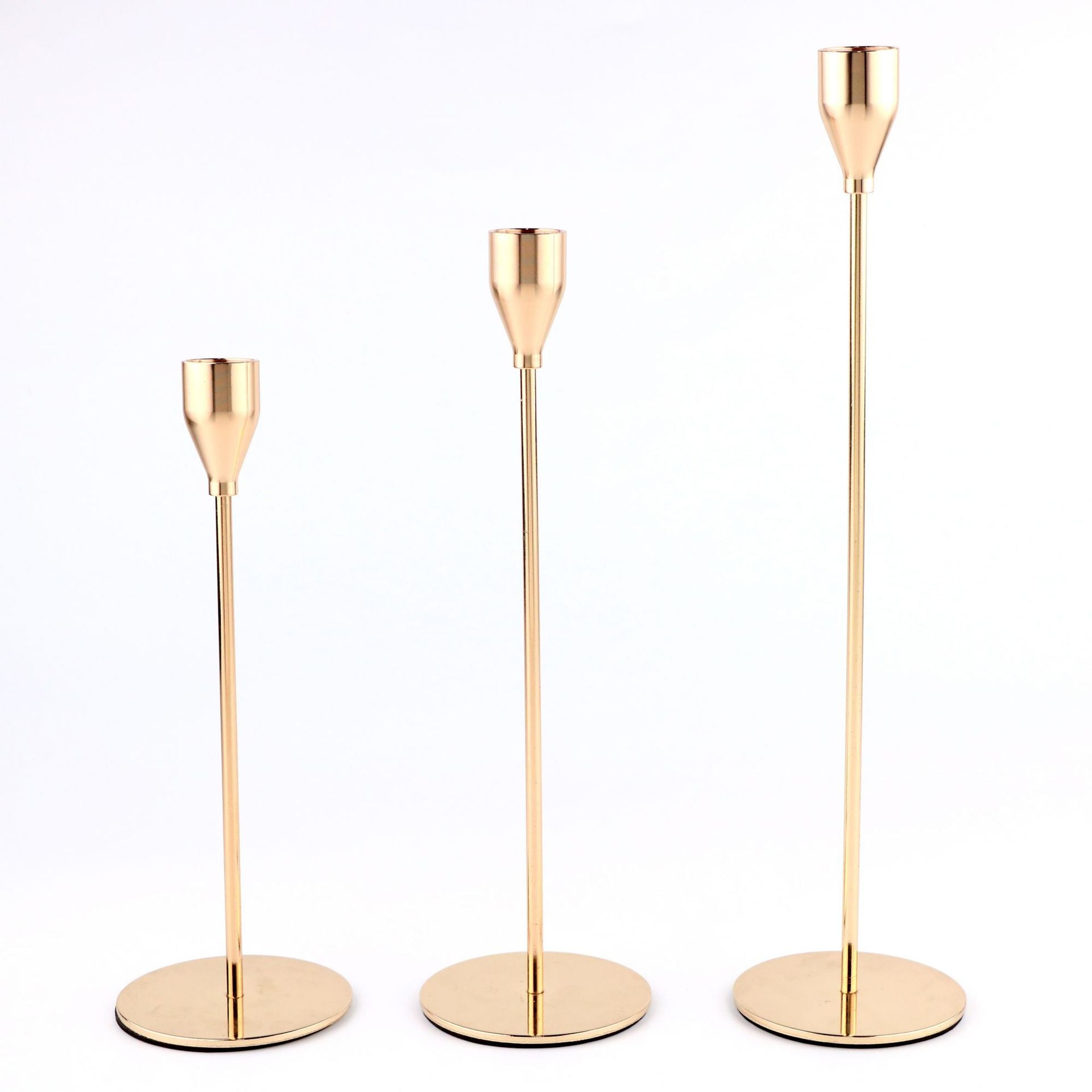 Minimalist Gold Metal Candle Holder Set - 3-Piece Romantic Candle Cup Set for Living Room Decor, Elegant Dinner Table Accent