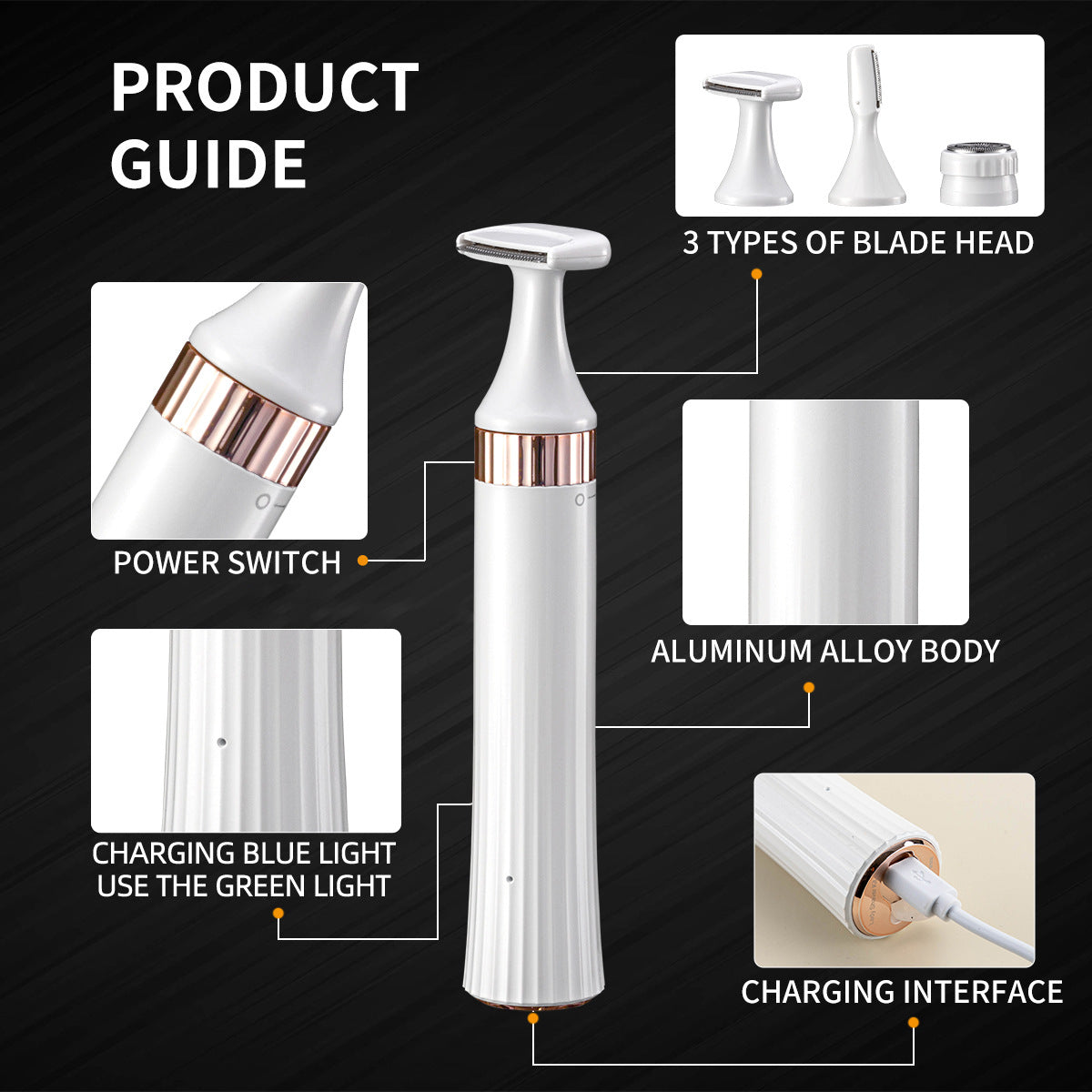 3-in-1 Electric Hair Removal Trimmer - Rechargeable Grooming Kit