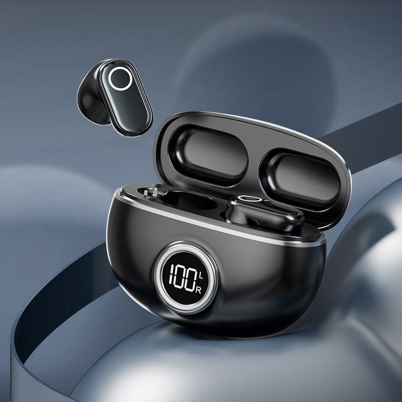 Black M84 Short Handle Plated In-Ear Bluetooth Earphones - Noise-Cancelling, Wireless, Retro Minimalist Design