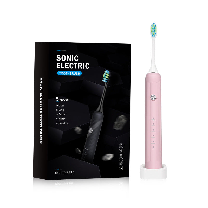 Pink Electric Sonic Toothbrush - Rechargeable Adult Model with Sonic Vibration Technology for Deep Clean and Oral Care