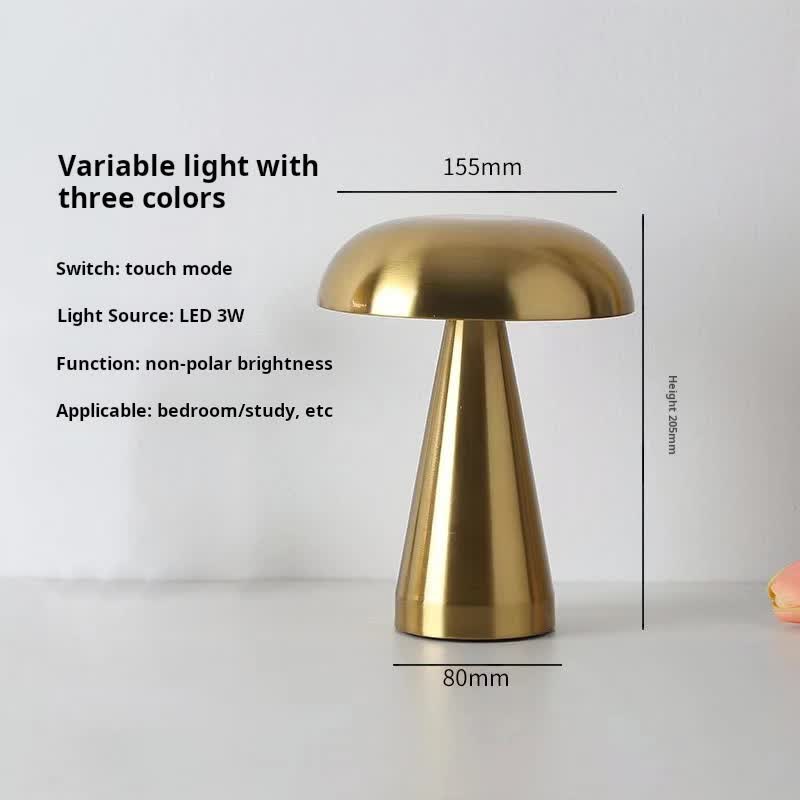 Bronze Color Modern Mushroom Table Lamp - Minimalist Metal Design for Home and Office