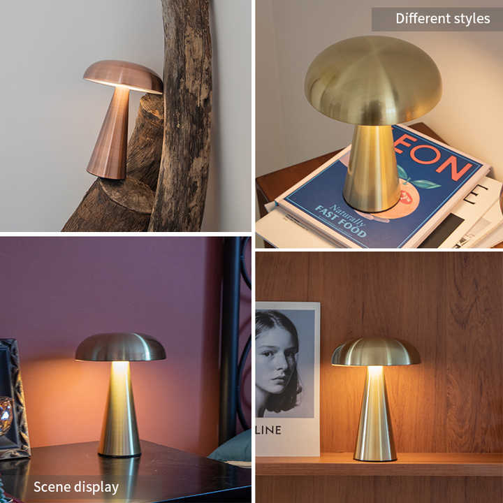 Bronze Color Modern Mushroom Table Lamp - Minimalist Metal Design for Home and Office