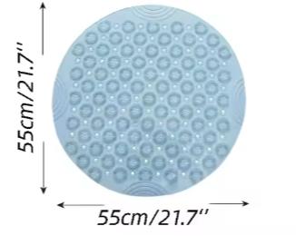 Light Brown Non-Slip Round Shower Foot Scrubber Mat - Soft Silicone Massage Pad for Foot Cleaning