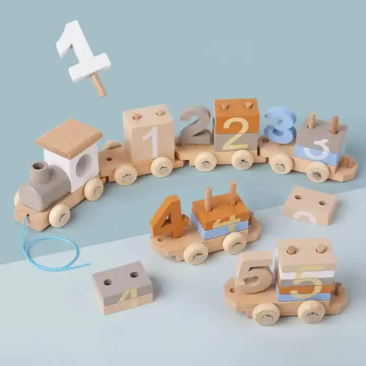 Wooden Number Train Toy for Kids – Educational Counting and Number Recognition Blocks – Early Learning Building Set for Toddlers