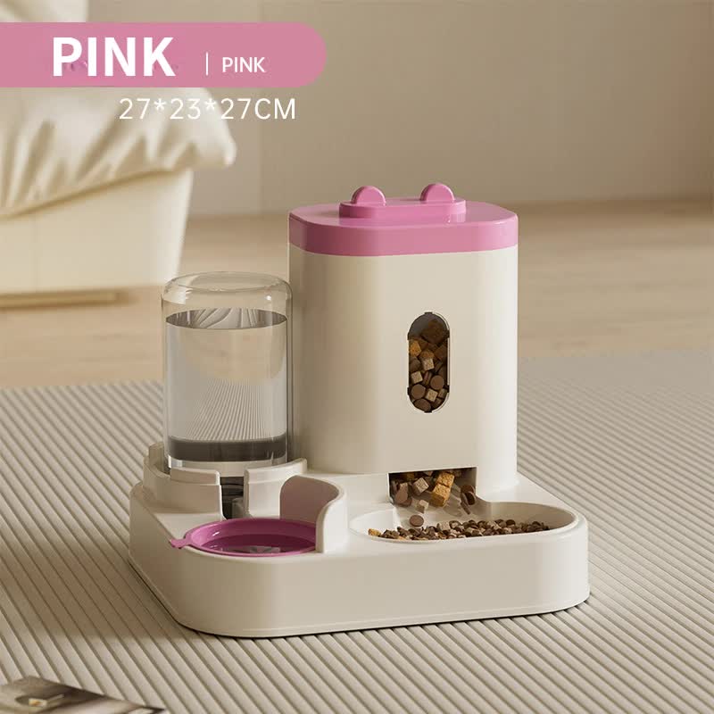 Pink Automatic Pet Feeder and Water Dispenser - Smart Dog Bowl & Cat Feeder, Universal Pet Feeding Station, Electric Pet Water Fountain