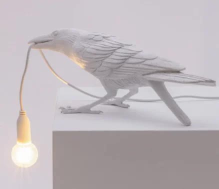 White Bird Sitting Shape Nordic Resin Bird Wall Lamp - Creative Animal Bedside Decorative USB Night Light, Stylish Bird Perched Lamp for Bedroom and Living Room