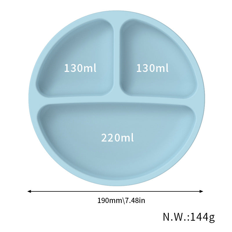 Blue 096# Silicone Baby Feeding Set - Suction Plate, Bib, Cup & Utensils | BPA-Free Baby Tableware