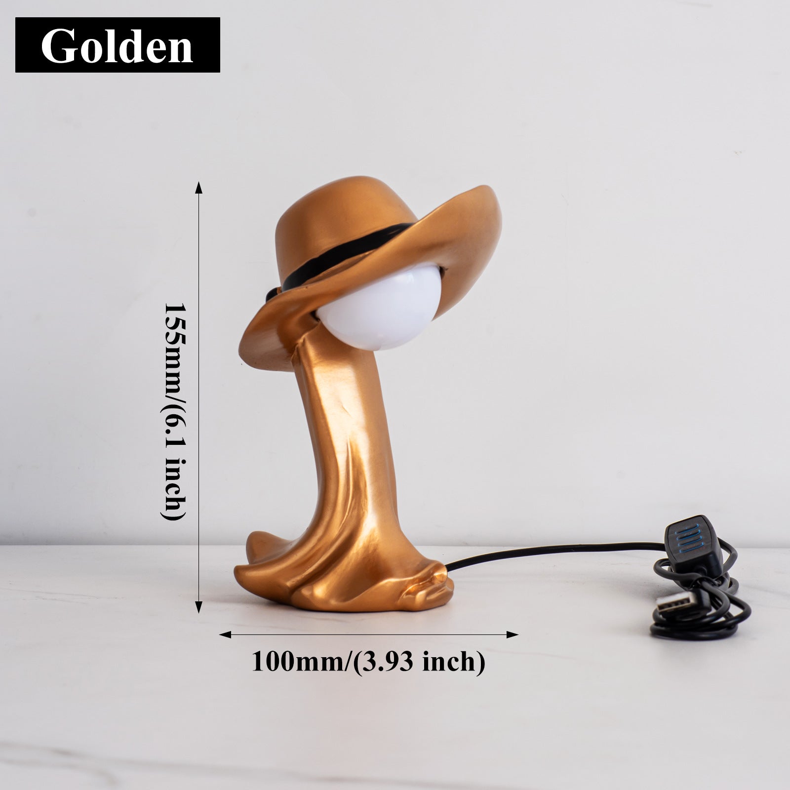 Gold Creative Cowboy Hat USB Table Lamp for Home and Office Decor