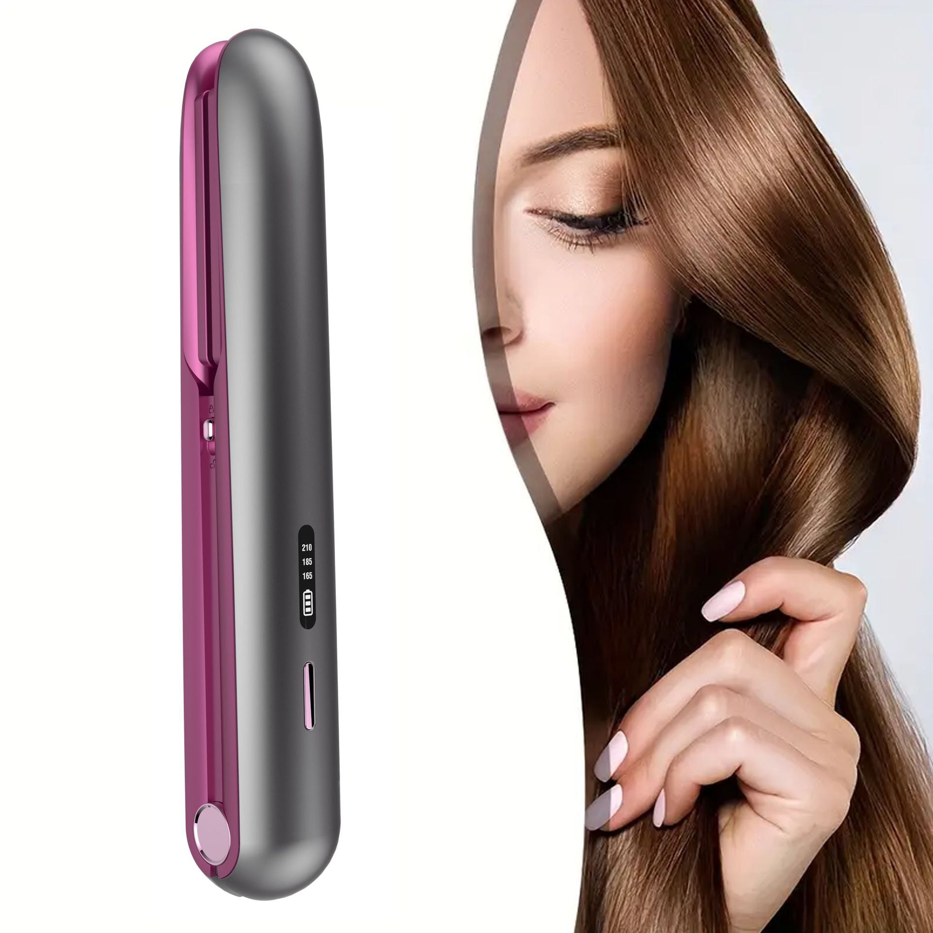 2-in-1 Hair Straightener and Curler, Portable with Adjustable Heat