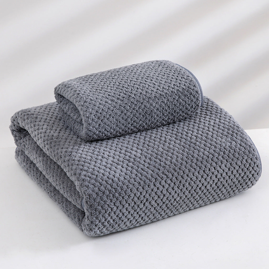 Grey Luxury White Bath Towel and Hand Towel Set - Ultra Soft and Absorbent