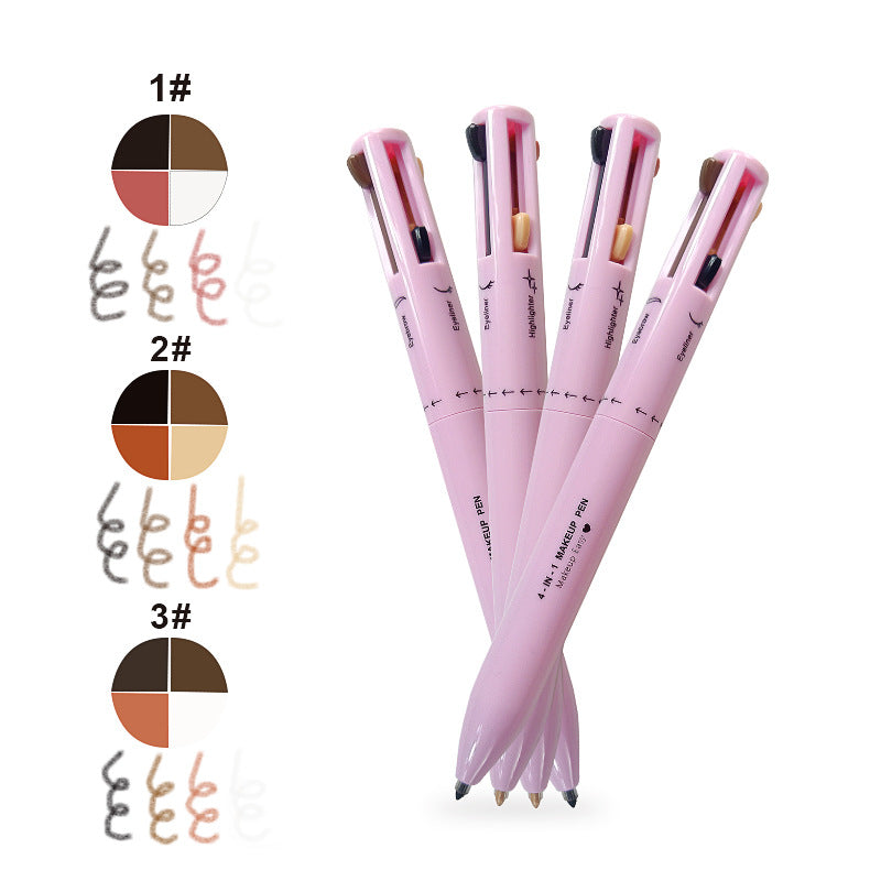 4-in-1 Multi-Functional Makeup Pen Set - Lip Liner, Highlighter, Eyeliner, Eyebrow Pencil (3 Shades, 3-Pack)