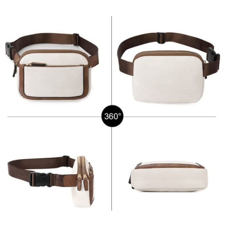 Coffee Adjustable Waterproof PU Leather Waist Bag - Stylish Crossbody Belt Bag for Men & Women