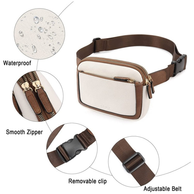 Coffee Adjustable Waterproof PU Leather Waist Bag - Stylish Crossbody Belt Bag for Men & Women