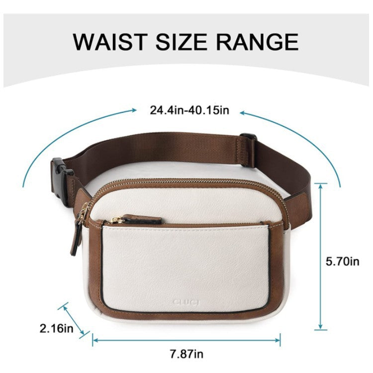 Coffee Adjustable Waterproof PU Leather Waist Bag - Stylish Crossbody Belt Bag for Men & Women