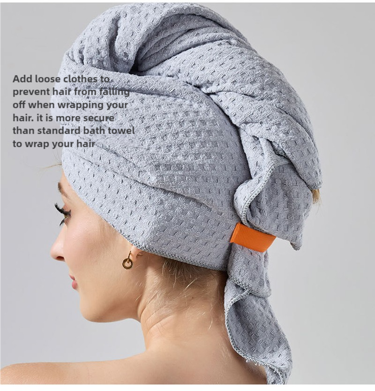 2 Pcs Grey Super Absorbent Waffle Weave Hair Towel, Multi-Functional Quick Drying Turban for Women, Soft & Fast Drying Head Wrap