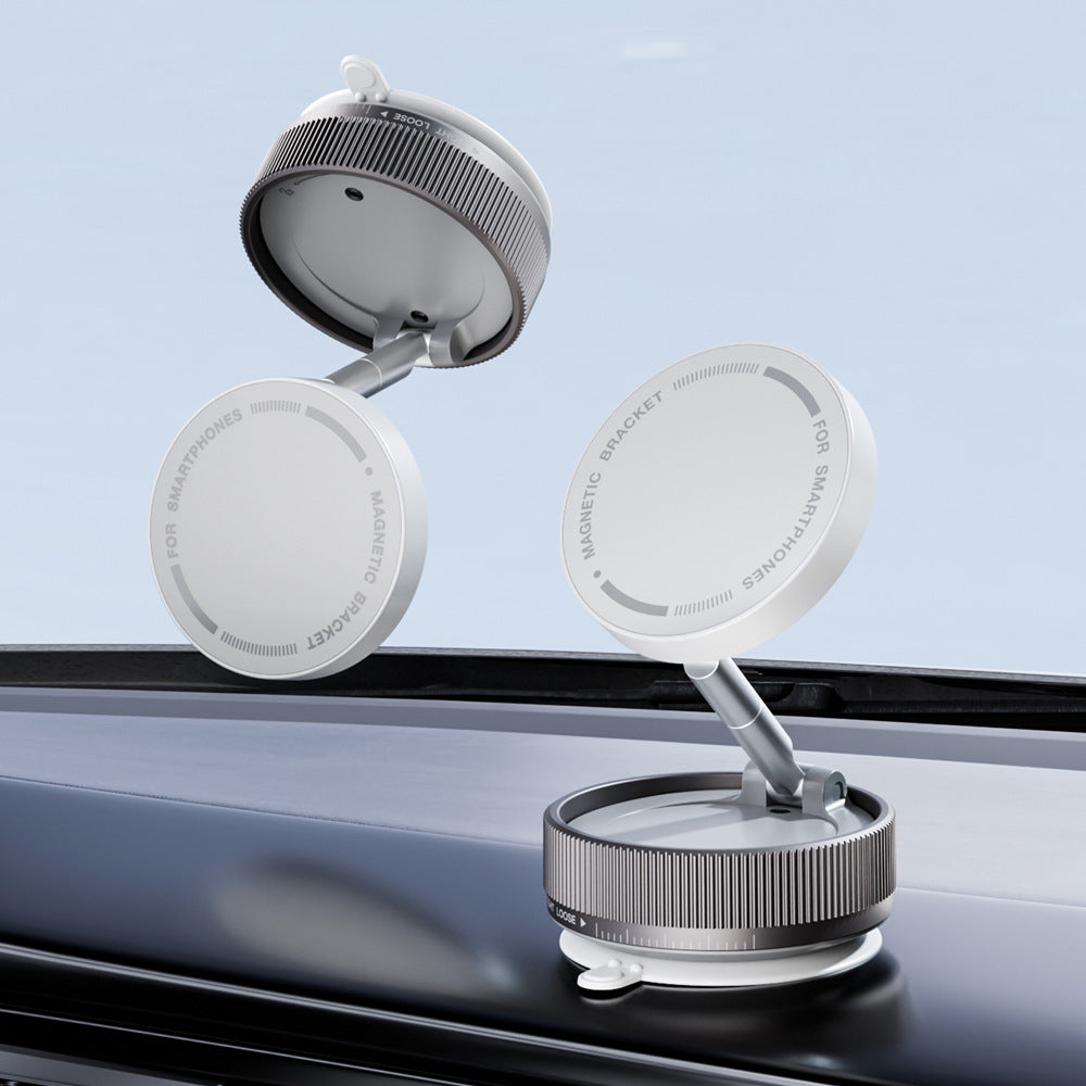 White Magnetic Car Phone Mount - 66x66x34mm with Adjustable Bracket for Easy Smartphone Access