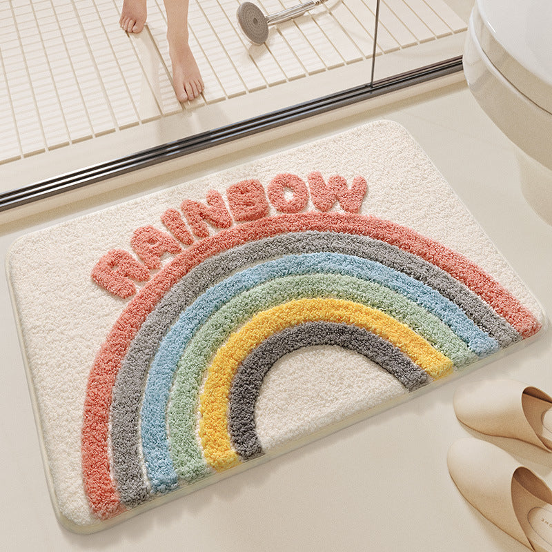 Rainbow Bath Mat - Super Absorbent, Non-Slip Bathroom Floor Mat - 40x60cm