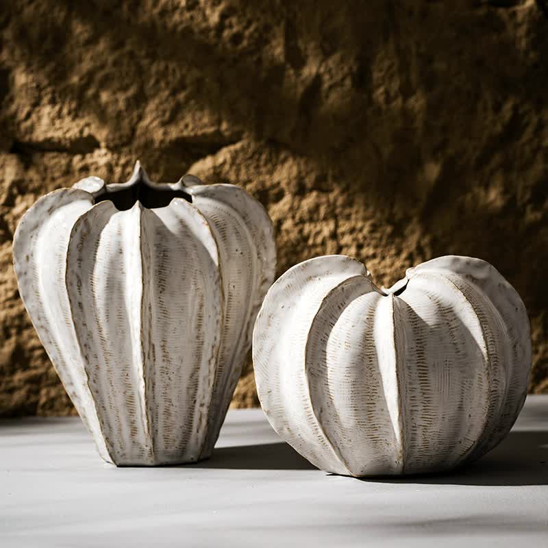 Elegant White Ceramic Pumpkin-Shaped Vase – Modern Decorative Home Accent for Table Centerpiece