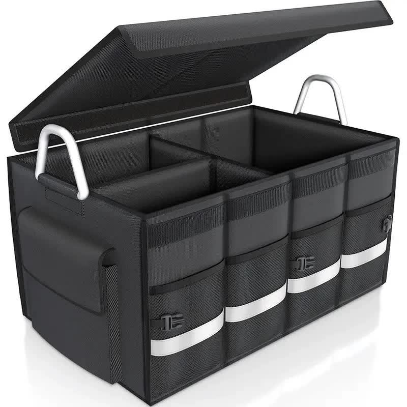 Foldable Car Storage Box with Metal Handle - Foldable Trunk Organizer for Efficient Vehicle Storage 60 * 35 * 30 cm