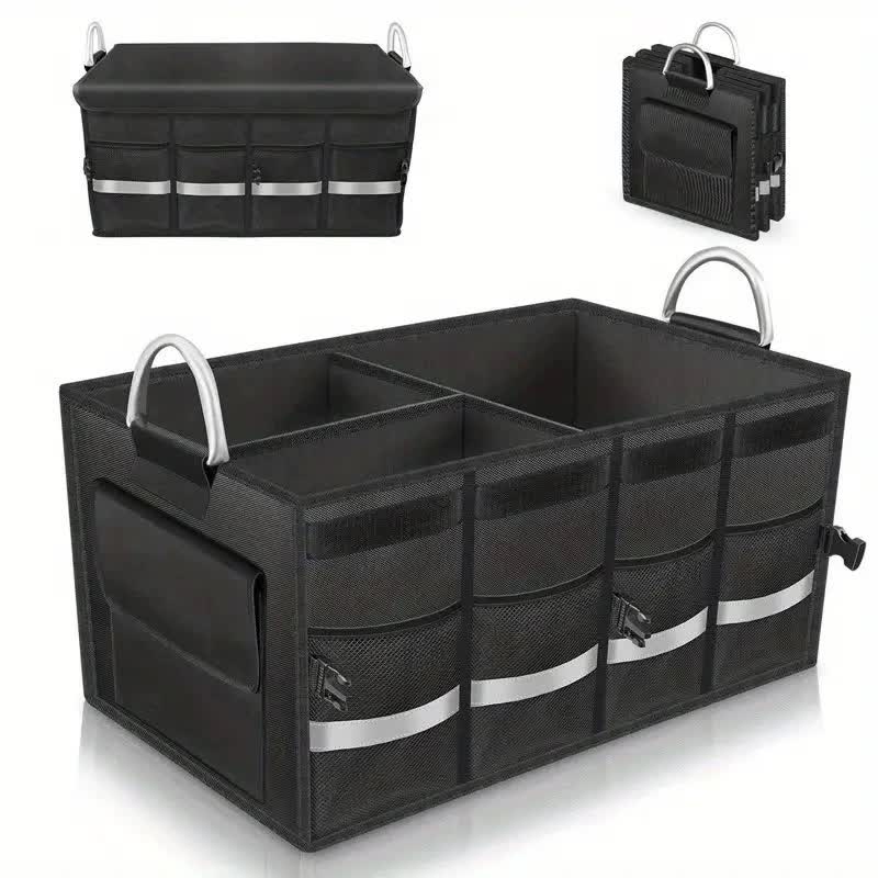 Foldable Car Storage Box with Metal Handle - Foldable Trunk Organizer for Efficient Vehicle Storage 60 * 35 * 30 cm