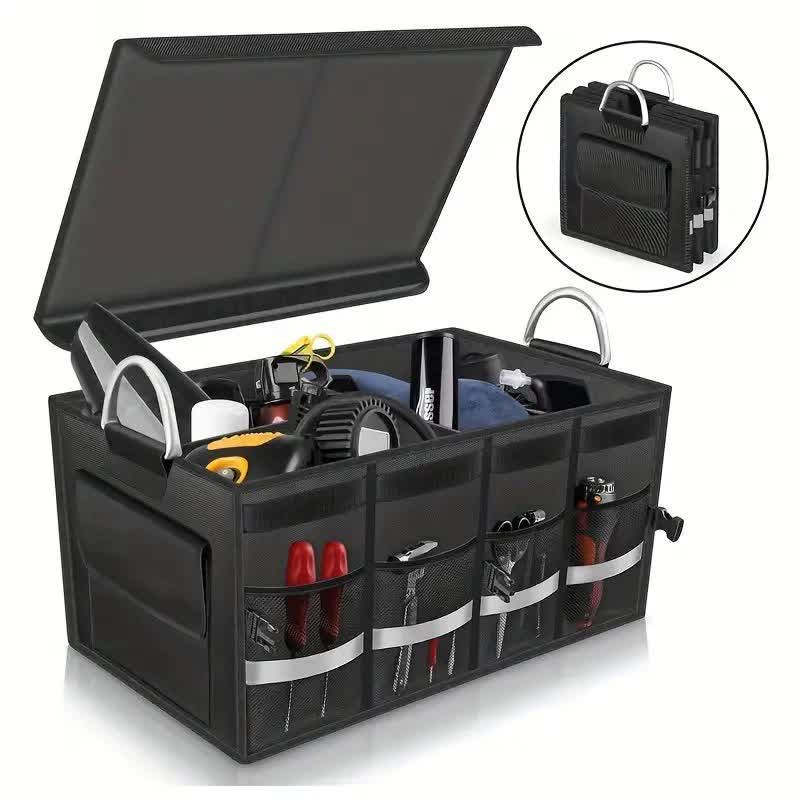 Foldable Car Storage Box with Metal Handle - Foldable Trunk Organizer for Efficient Vehicle Storage 60 * 35 * 30 cm