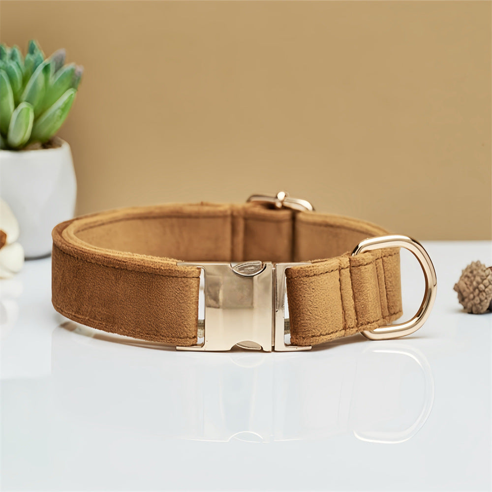 Light Brown Durable Dog Collar with Metal Buckle - Adjustable Nylon Pet Collar for Small to Large Dogs Size XS