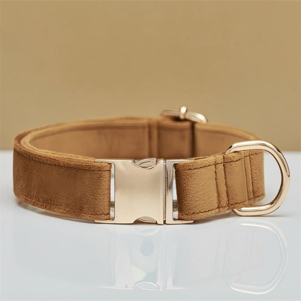 Light Brown Durable Dog Collar with Metal Buckle - Adjustable Nylon Pet Collar for Small to Large Dogs Size S