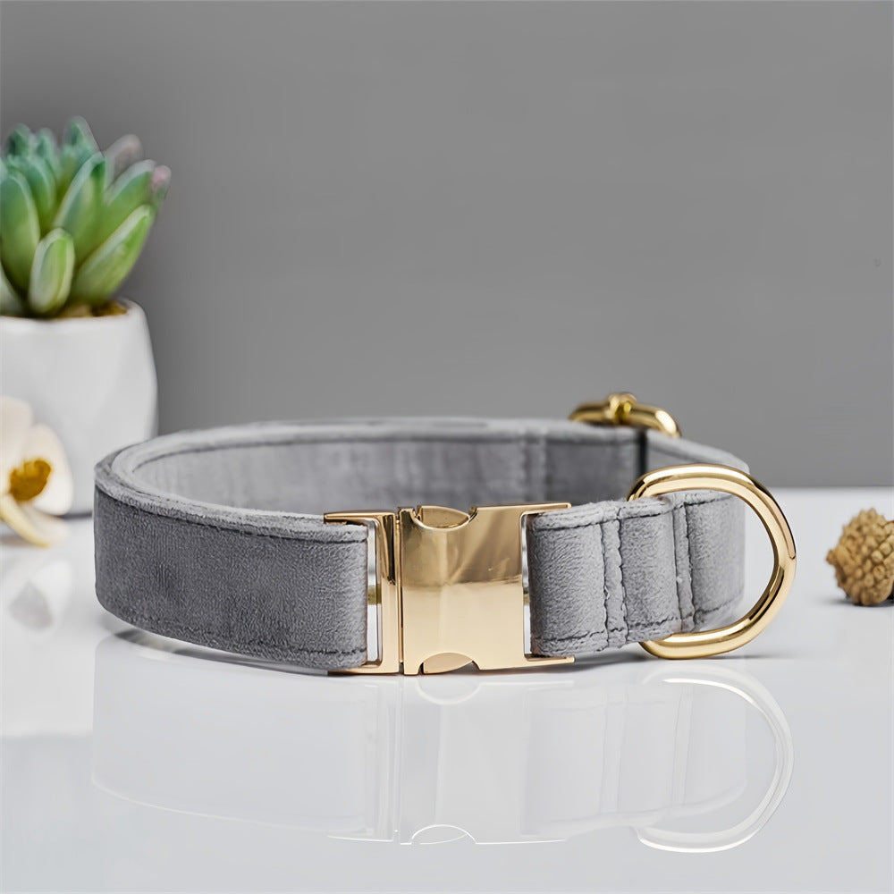 Grey Durable Dog Collar with Metal Buckle - Adjustable Nylon Pet Collar for Small to Large Dogs Size S