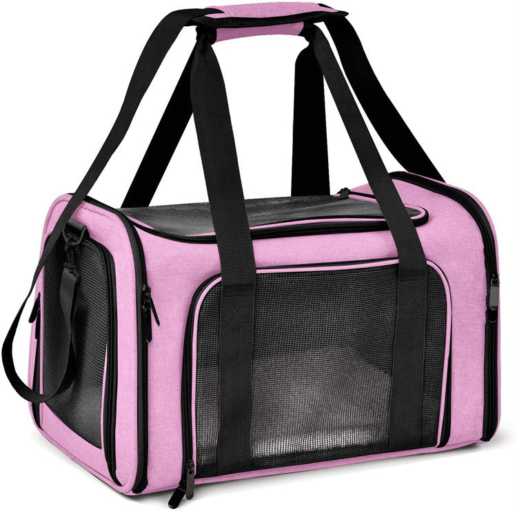 Pink Portable Pet Travel Carrier Bag - Foldable, Durable, and Comfortable for Small Dogs & Cats 45cmx30cmx30cm