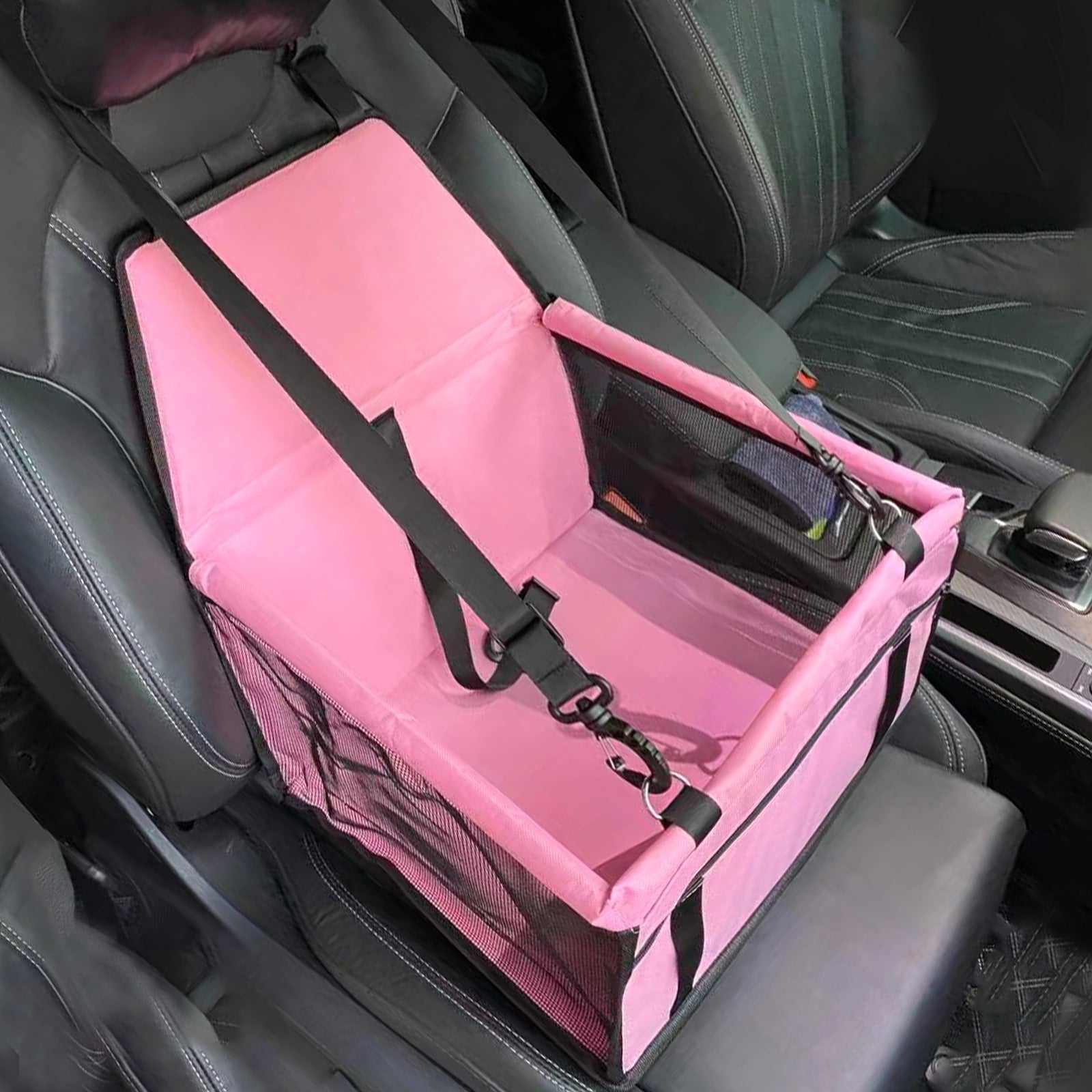 Pink Portable Pet Car Seat for Dogs and Cats - Adjustable Car Seat Cover, Pet Travel Car Carrier with Safety Belt