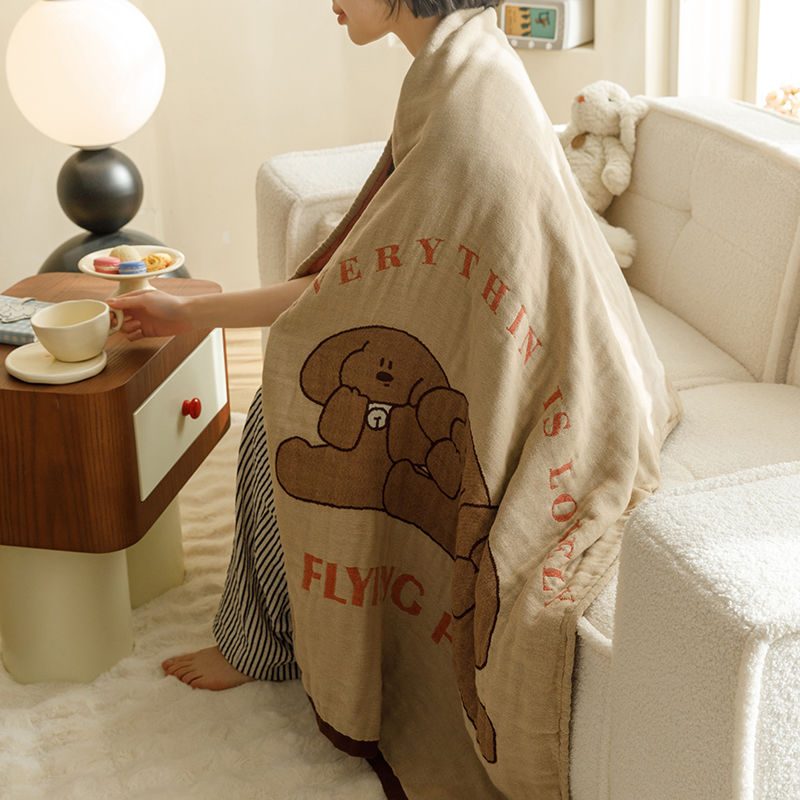 Brown Bear Pattern Soft and Absorbent 4-Layer Cotton Bath Towel for Adults and Children | Cartoon Design | 80*160 cm | Perfect for Bathing and Lounging