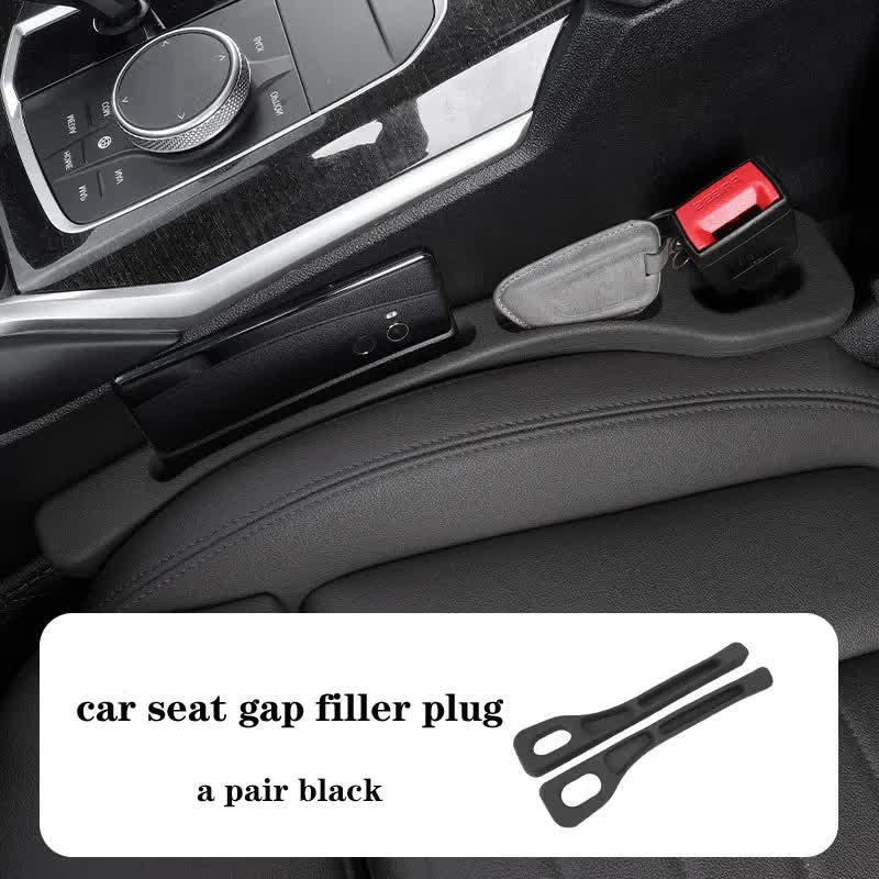 Black Car Seat Gap Filler – 2 Pieces Car Interior Storage Organizer for Front Seat Seam