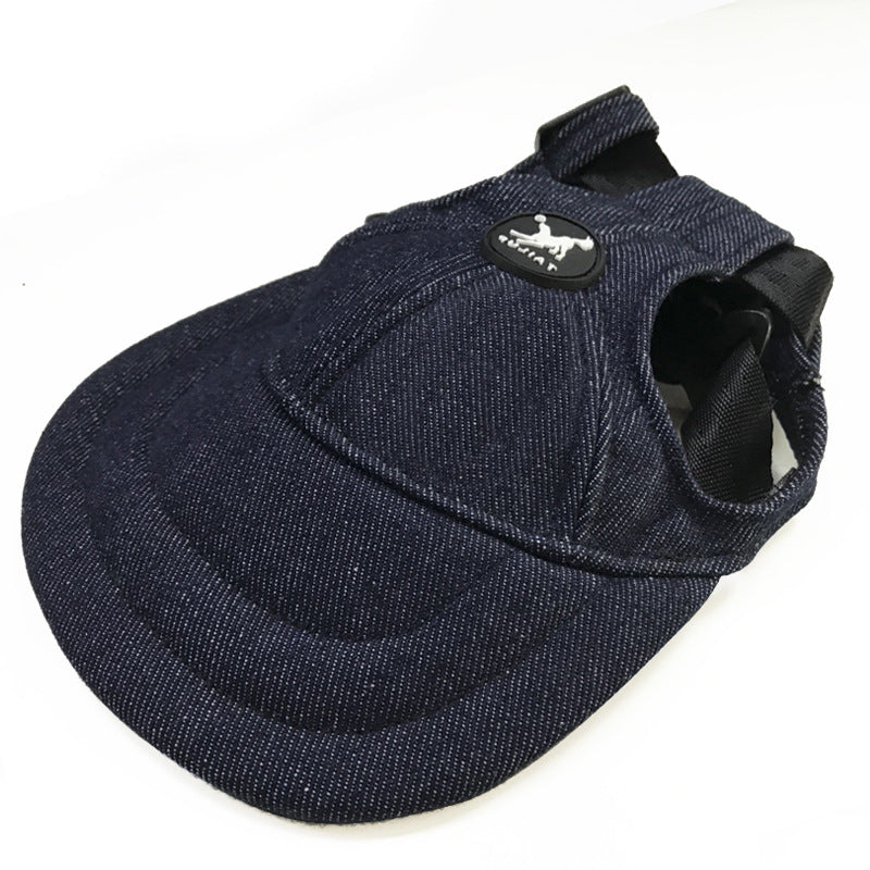 Size S Dark Blue Adjustable Pet Baseball Cap for Cats and Dogs - Cute Sun Protection Hat for Outdoor Adventures