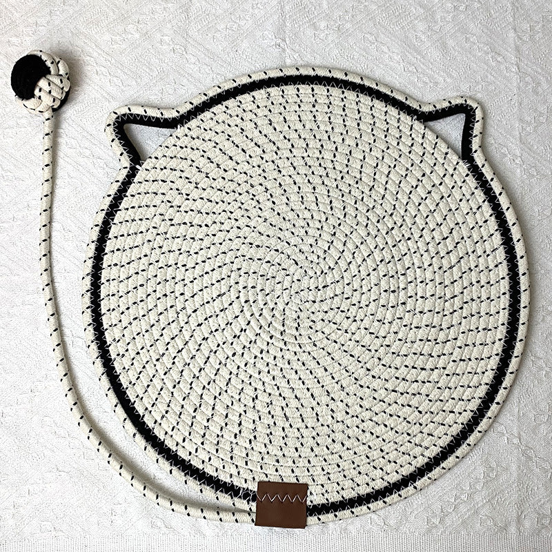 3 Pcs White Durable Cat Scratching Mat with Attached Toy Ball - Washable and Multi-Functional, Ideal for Cats' Scratching and Sleeping - 50cm Diameter