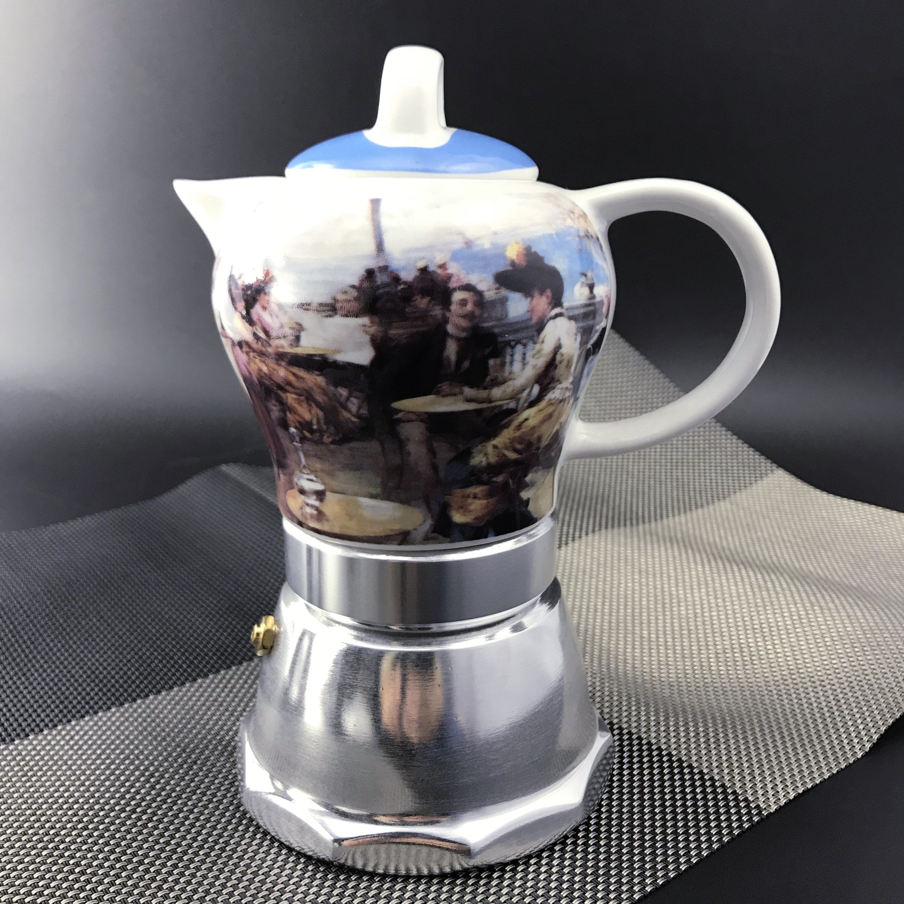 Afternoon Tea Vintage Porcelain Ceramic Italian Stove Top Espresso Coffee Maker 3-4Cups 200ml