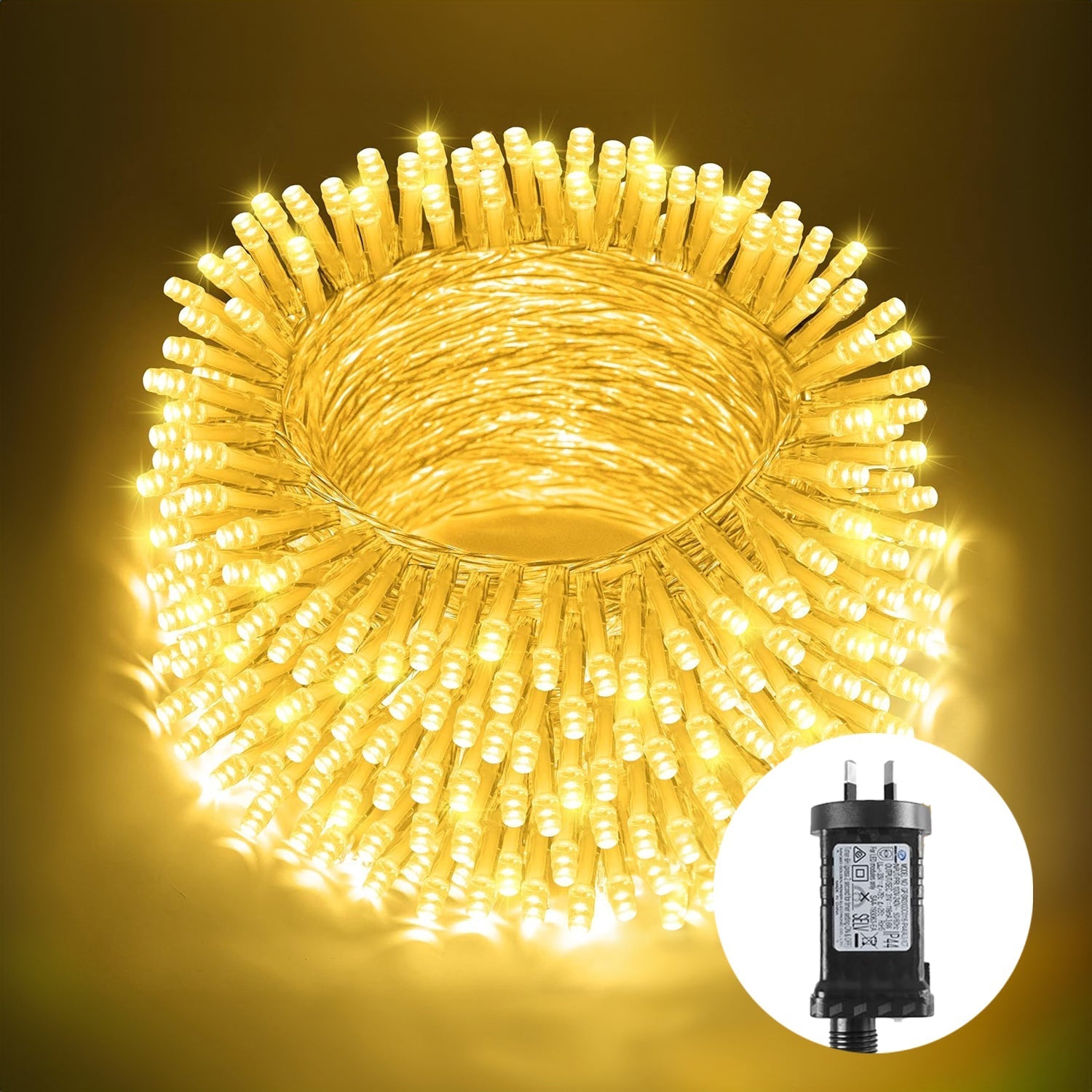 500 Low Voltage LED Fairy Lights 8 Function Memory Hold Multicolor Christmas Decoration Warm White