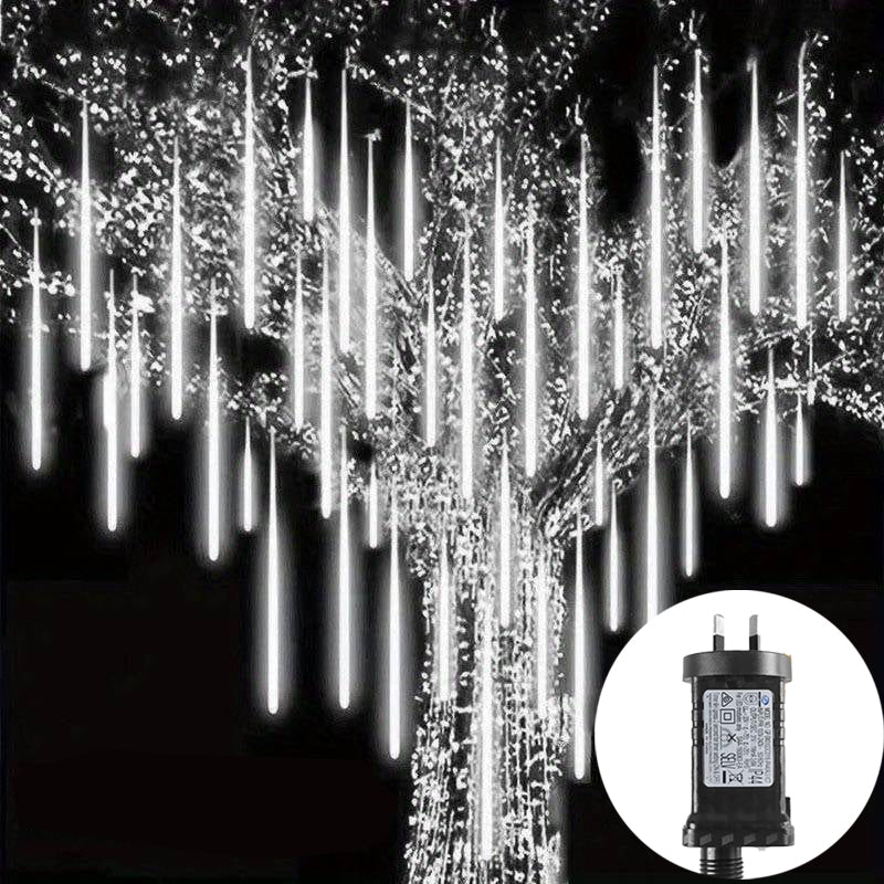 240 Low Voltage Outdoor Cold White LED Meteor Shower Rain String Lights Christmas Decoration 30CM Cool White