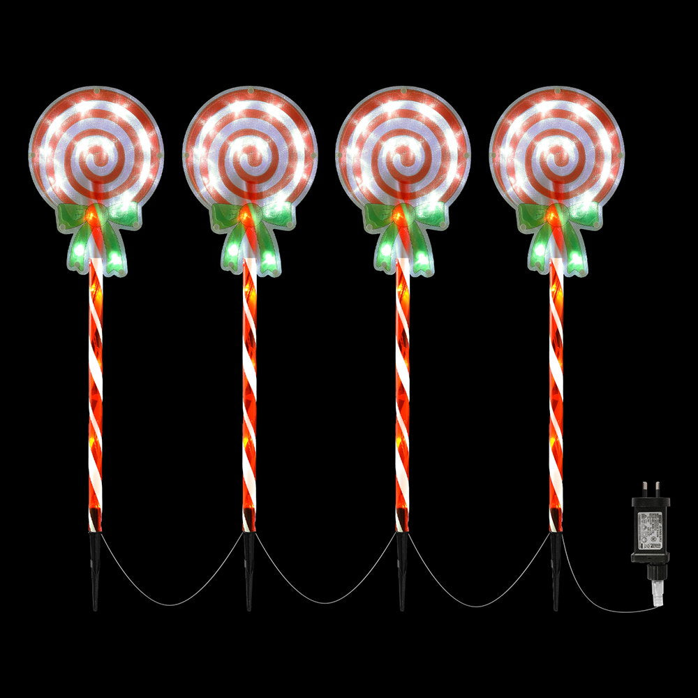 4 PCS Christmas Lights Path Ground Light Garden Decorations 68 LED Jingle Jollys