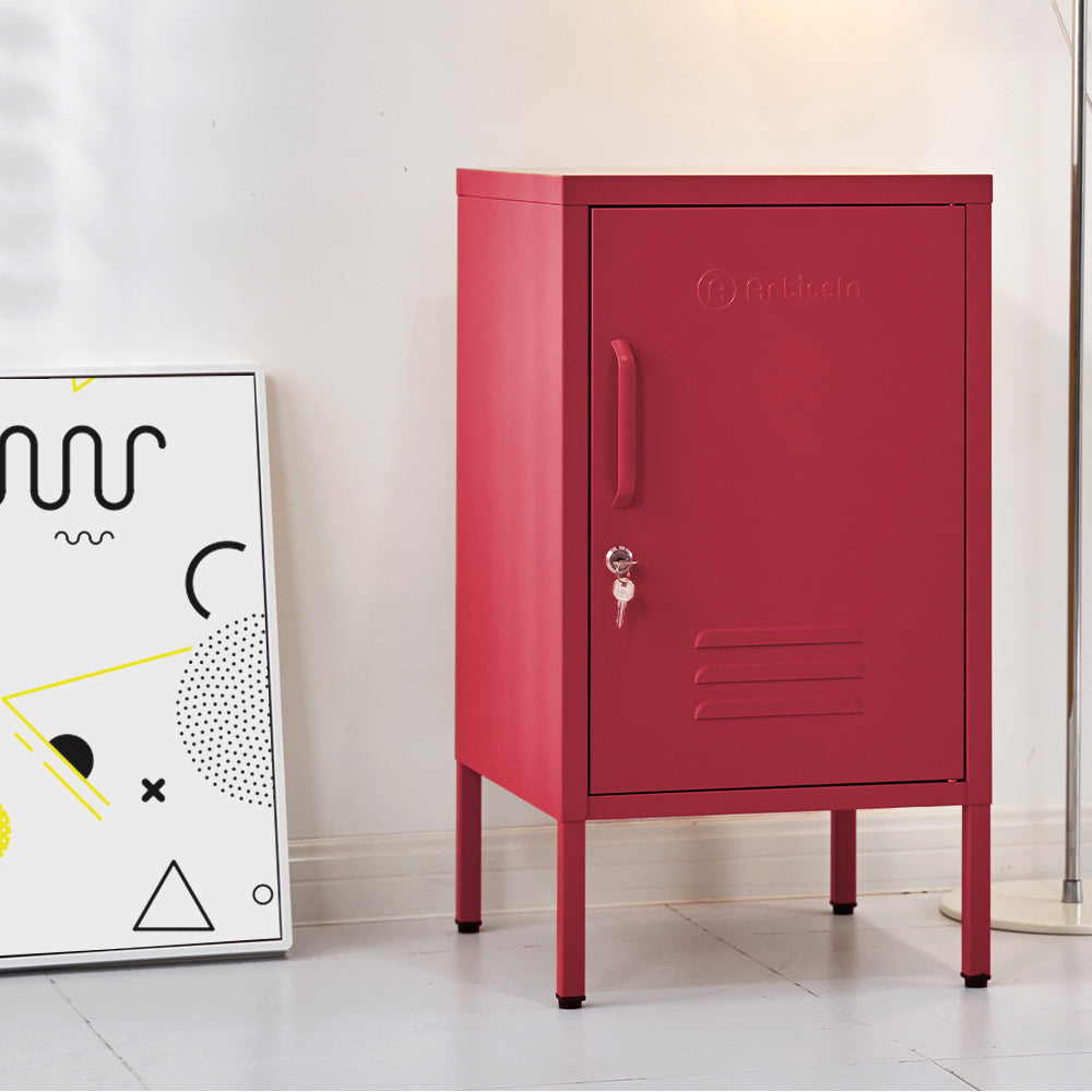 ArtissIn Bedside Table Metal Cabinet - MINI Pink