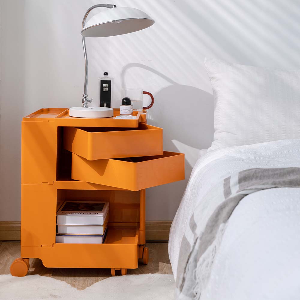 ArtissIn Storage Trolley Bedide Table 3 Tier Cart Boby Replica Orange