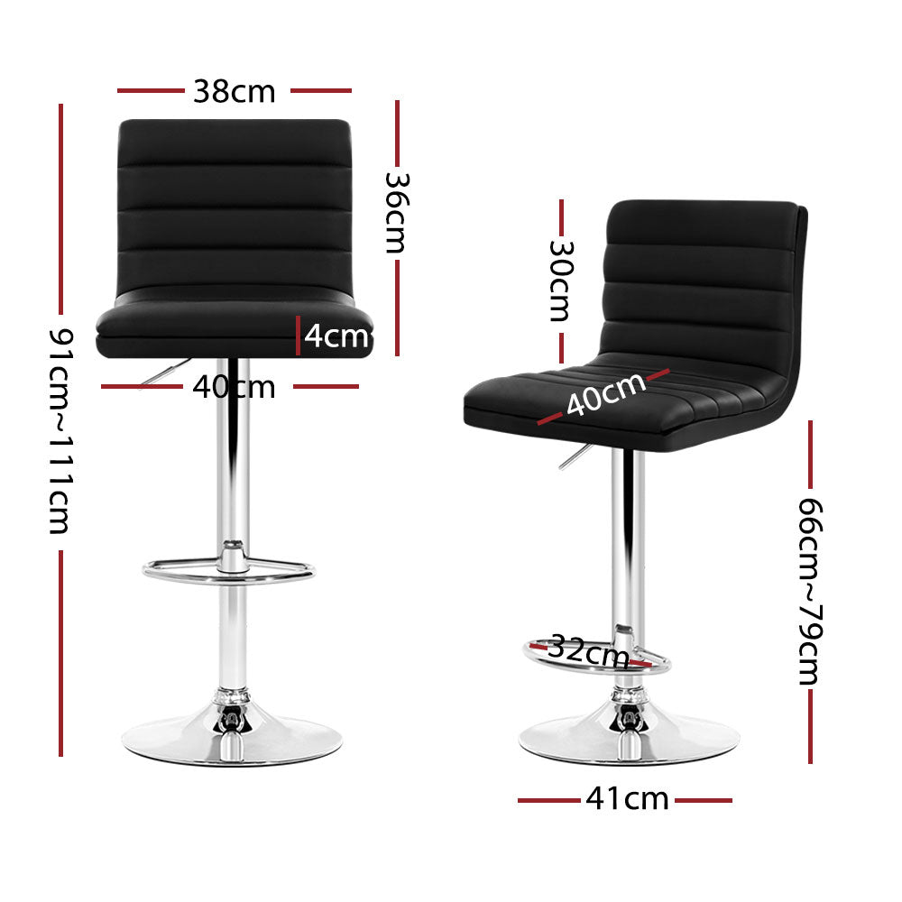 Artiss 4x Bar Stools Padded Leather Gas Lift Black