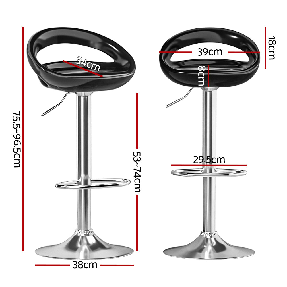 Artiss 2x Bar Stools Gas Lift Plastic Seat Black