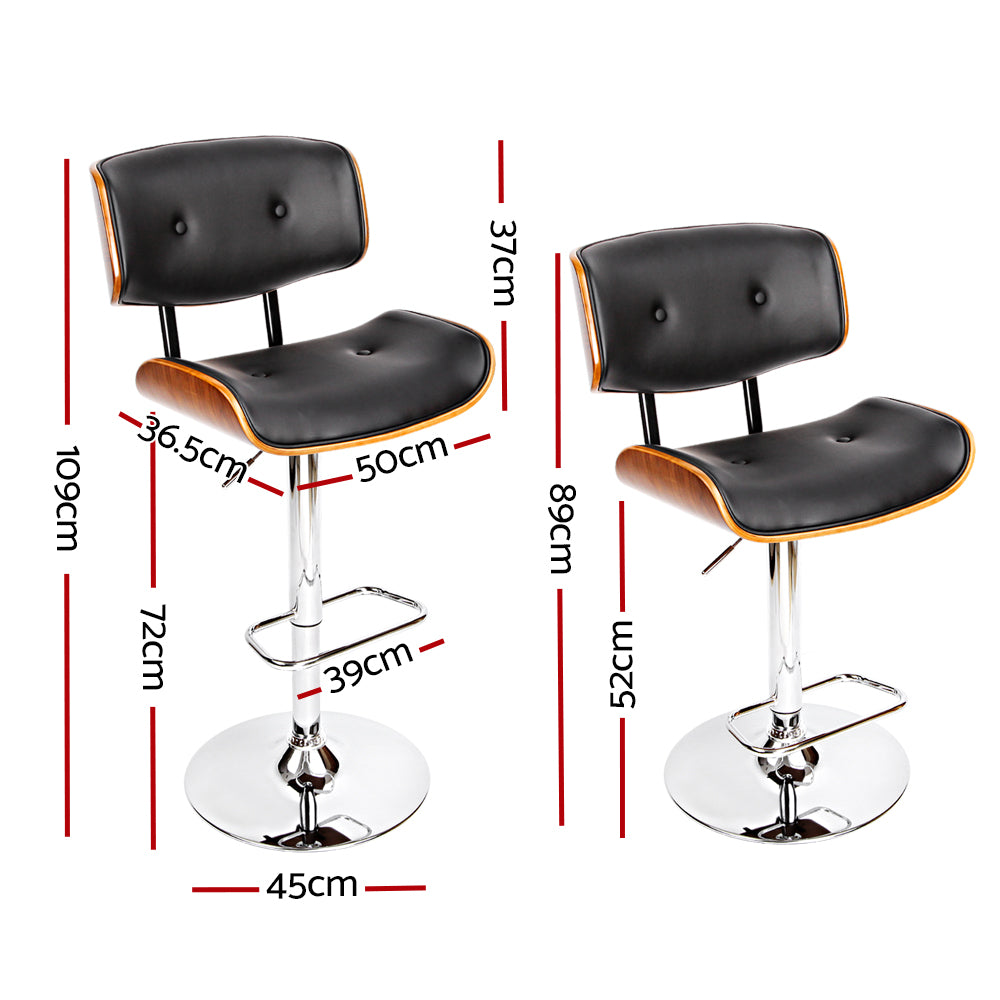 Artiss Bar Stools Gas Lift Leather Black