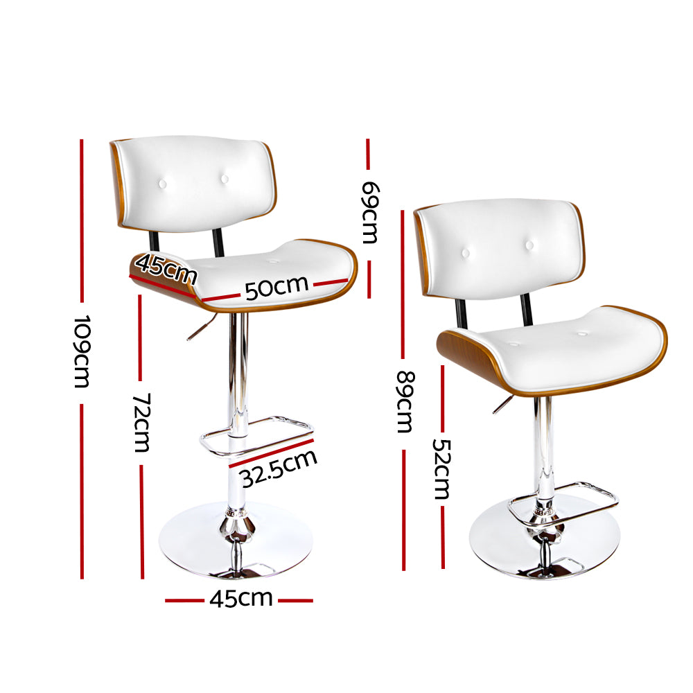 Artiss Bar Stools Gas Lift Leather White