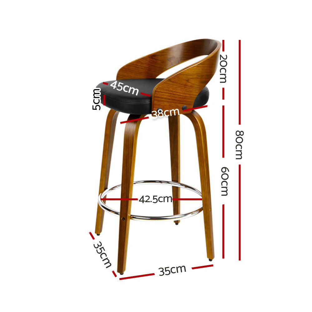 Artiss 4x Bar Stools Swivel Seat Curving Backrest