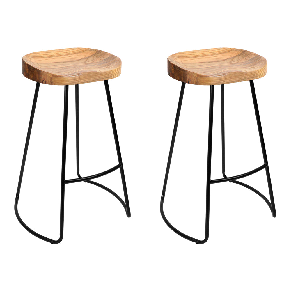 Artiss 2x Bar Stools Tractor Seat 65cm Wooden