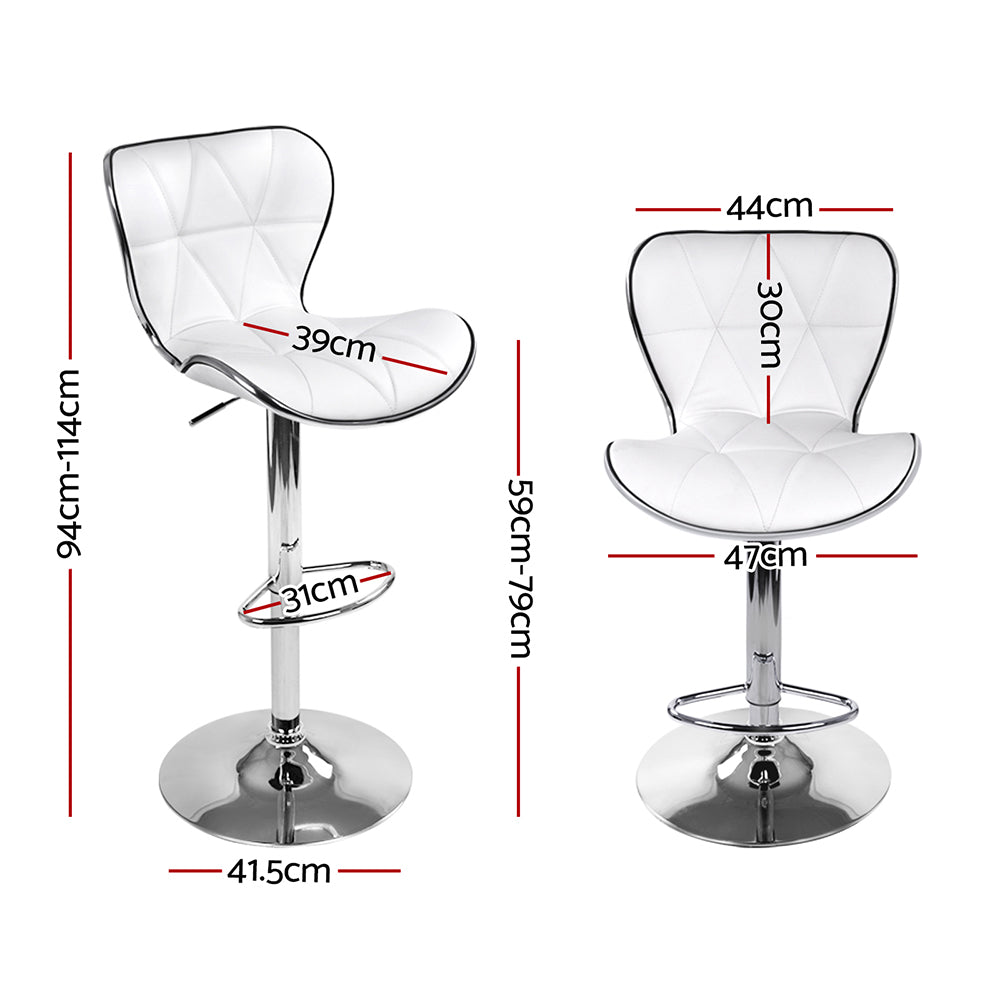 Artiss 4x Bar Stools Gas Lift Leather Seat White