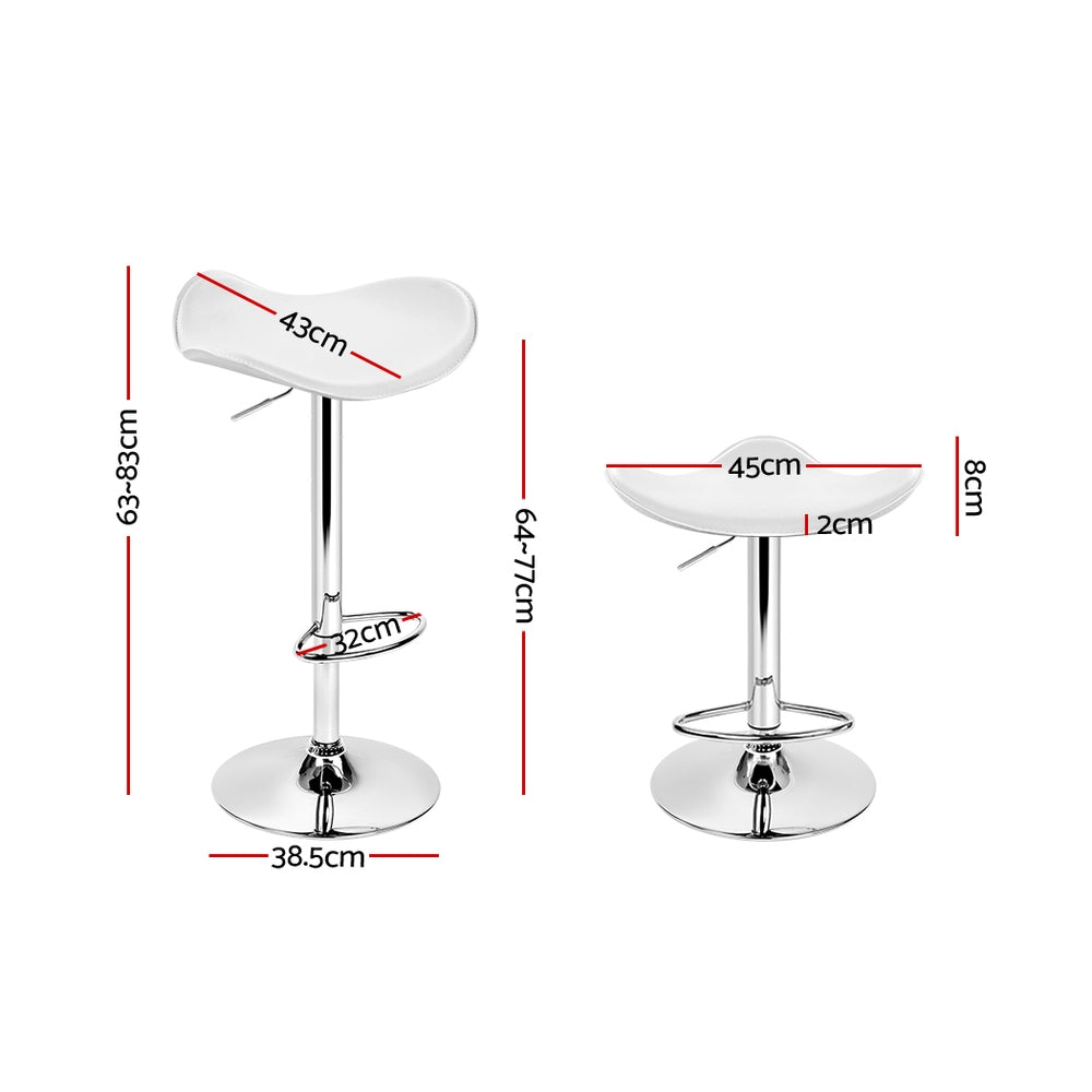 Artiss 2x Bar Stools Leather Gas Lift Chair White