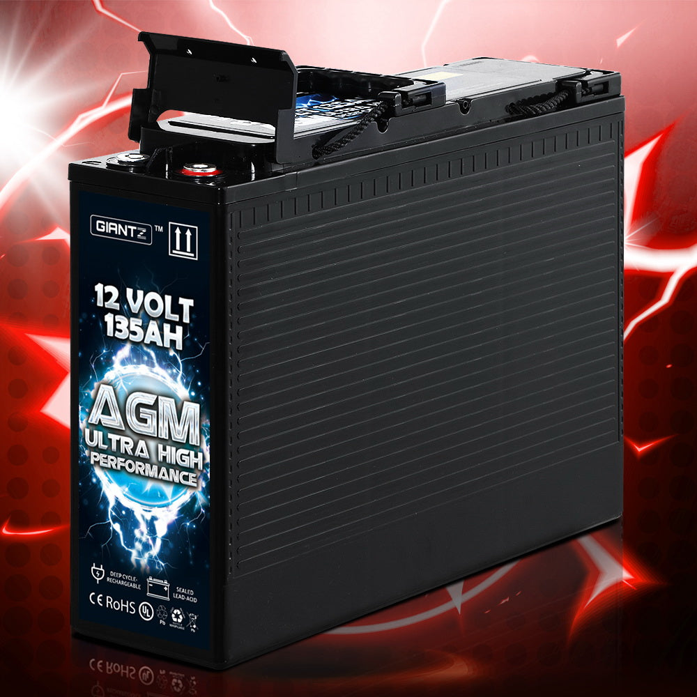 Giantz AGM Deep Cycle Battery 12V 135Ah Portable 4WD Sealed Marine Solar Slim